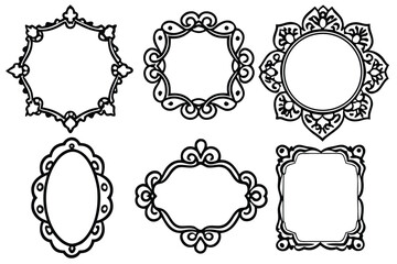 Ten Ornate Decorative Silhouettes on white background