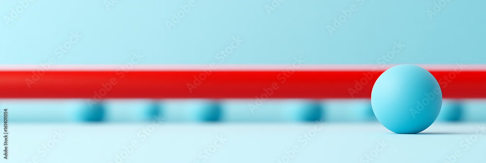 Poster geometric abstraction: a composition featuring a blue sphere against a backdrop of blurred blue and 