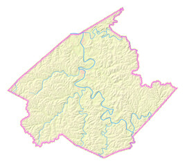 Map of the County Wirt (West Virginia, US) showing the isolated County with relief representation. No Lables.