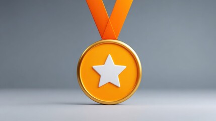 A gold and orange medal with a star on it