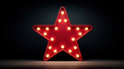 A red star with many lights shining on it