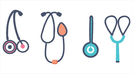 Medical Instrument Medley a Whimsical Display of Health Tools Depicted in Cartoon Style with Bold Outlines and Playful Colors Against a White Backdrop
