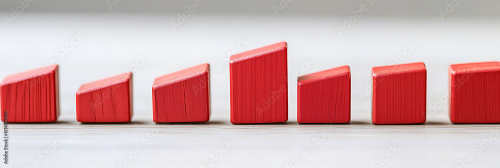Poster abstract growth chart made of red blocks. concept of progress and positive trend, visually presented