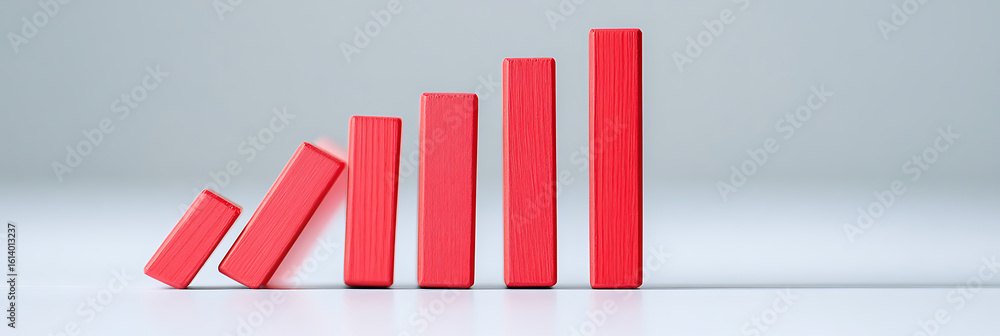 Poster rising bar graph, a metaphor for growth. the visual depicts a series of red bars increasing in heigh