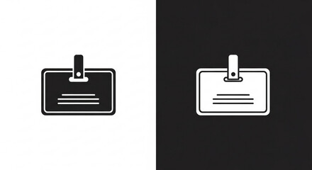 Fototapeta premium Simple Black and White ID Badge Icon.