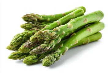 Green Asparagus on Crisp White Backdrop: Freshly Germinating Spears for a Healthy Meal