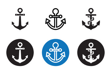 anchor ship icon set vector art illustration on white background