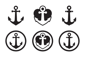 anchor ship icon set vector art illustration, anchor icons vector isolated on white background