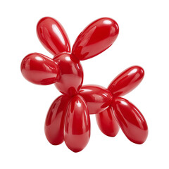 Balloon dog sculpture in red isolated on transparent background (4)
