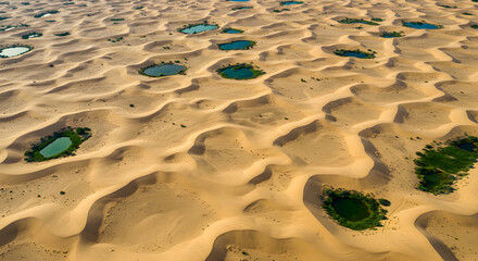 Desert Oasis Pools in Shifting Sand Dunes