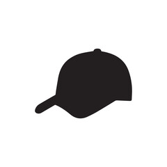 Fototapeta premium Black baseball cap icon, minimalist style, sporty fashion on white background