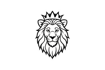 Obraz premium Majestic Lion Head with Crown Detailed Mane and Regal Expression in a Clean Silhouette Style silhouette striking lion