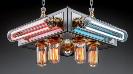 Steampunk lighting, intricate glass pipes high resolution picture