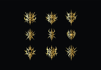 Cyber sigilism design Golden color vector template 