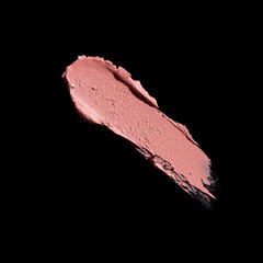 pink lipstick smear, cosmetics beauty product texture, lipstick swatch on the black background