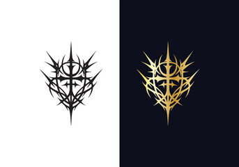 Cyber sigilism design Black and Gold vector template 