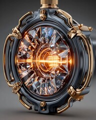 Technological art, complex machinery, light high resolution picture