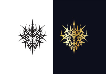 Cyber sigilism design Black and Gold vector template 