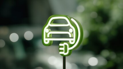 Electric Car Icon with Plug Design