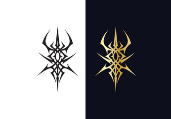 Cyber sigilism design Black and Gold vector template 
