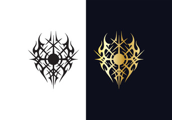 Cyber sigilism design Black and Gold vector template 