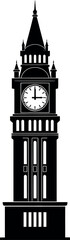 Black and white vector of elizabeth tower big ben clock tower elizabethan era