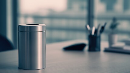 Modern Office Trash Can in Minimalist Space