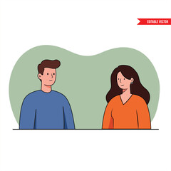 Young Couple, Connection, Happy Relationship Illustration Flat vector illustration