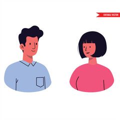 Pixel Art Couple: A Minimalist Illustration of Connection Flat vector illustration