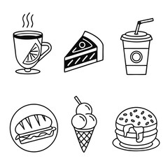 Assorted Food and Drink Icons Collection.