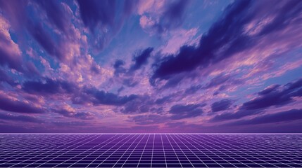 Beautiful Gradient Sky with Grid Perspective