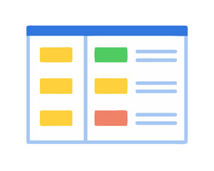 Fototapeta premium Flat vector illustration of a task board for agile project management and workflow organization.