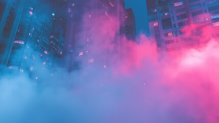 Abstract Urban Background with Colorful Smoke