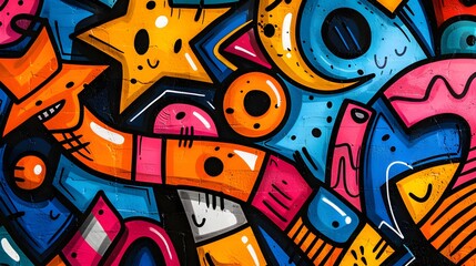 Obraz premium Colorful Abstract Urban Graffiti Wall Art
