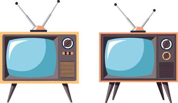 Retro television vintage tv set antenna old fashioned television vector graphic