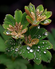 Alstroemeria blooms, dewy petals, fresh high resolution picture