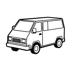 Simple line art drawing of a van