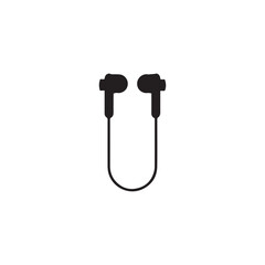Simple black inear headphones icon on white background for minimalistic design