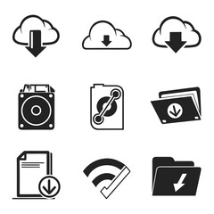 Collection of Download and Data Icons.