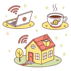 Cozy Home Office with Coffee and WiFi.