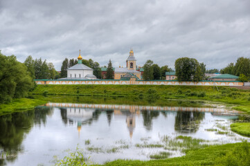 Obraz premium Christian monastery in the town of Borovichi, Russia.