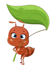 Cute cartoon ant, vector illustration