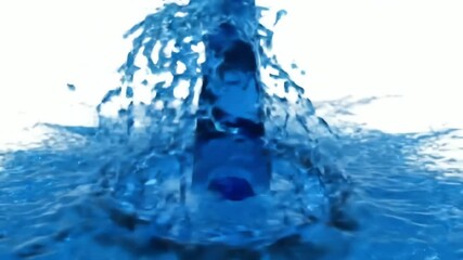 Dynamic blue liquid stream pouring and splashing in slow motion isolated on a white background - Powered by Adobe