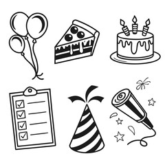 Festive Birthday Party Icons Collection.