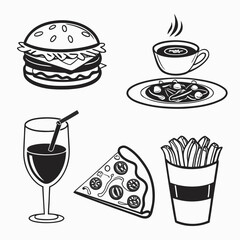 Fast Food and Drink Icons Collection.