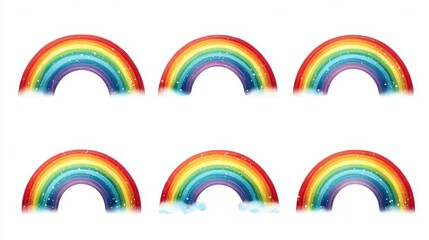 Set of vector rainbows white background, no logos, no brands