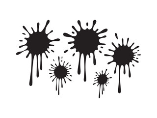  Black ink splatters and drips vector isolated on white background