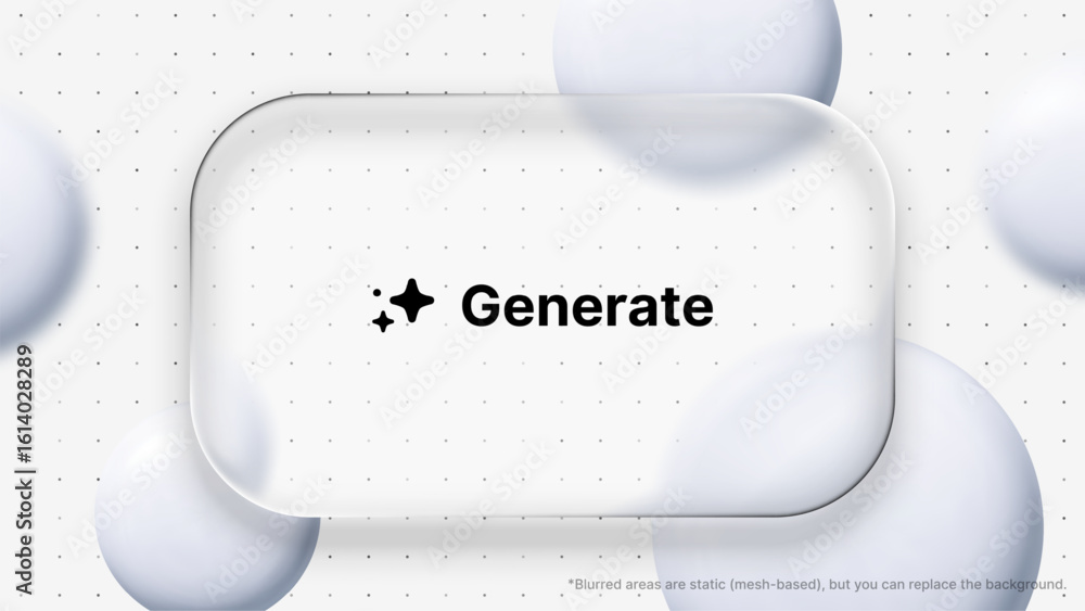 Poster liquid glass morphism vector design with the word generate. modern digital art concept for ui ux int