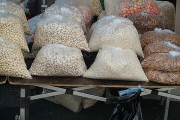 Medicinal stems resembling eggplant roots sold in a Korean traditional market