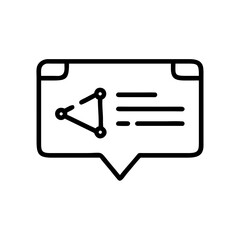 HTML code in speech bubble with connection lines in black outline  